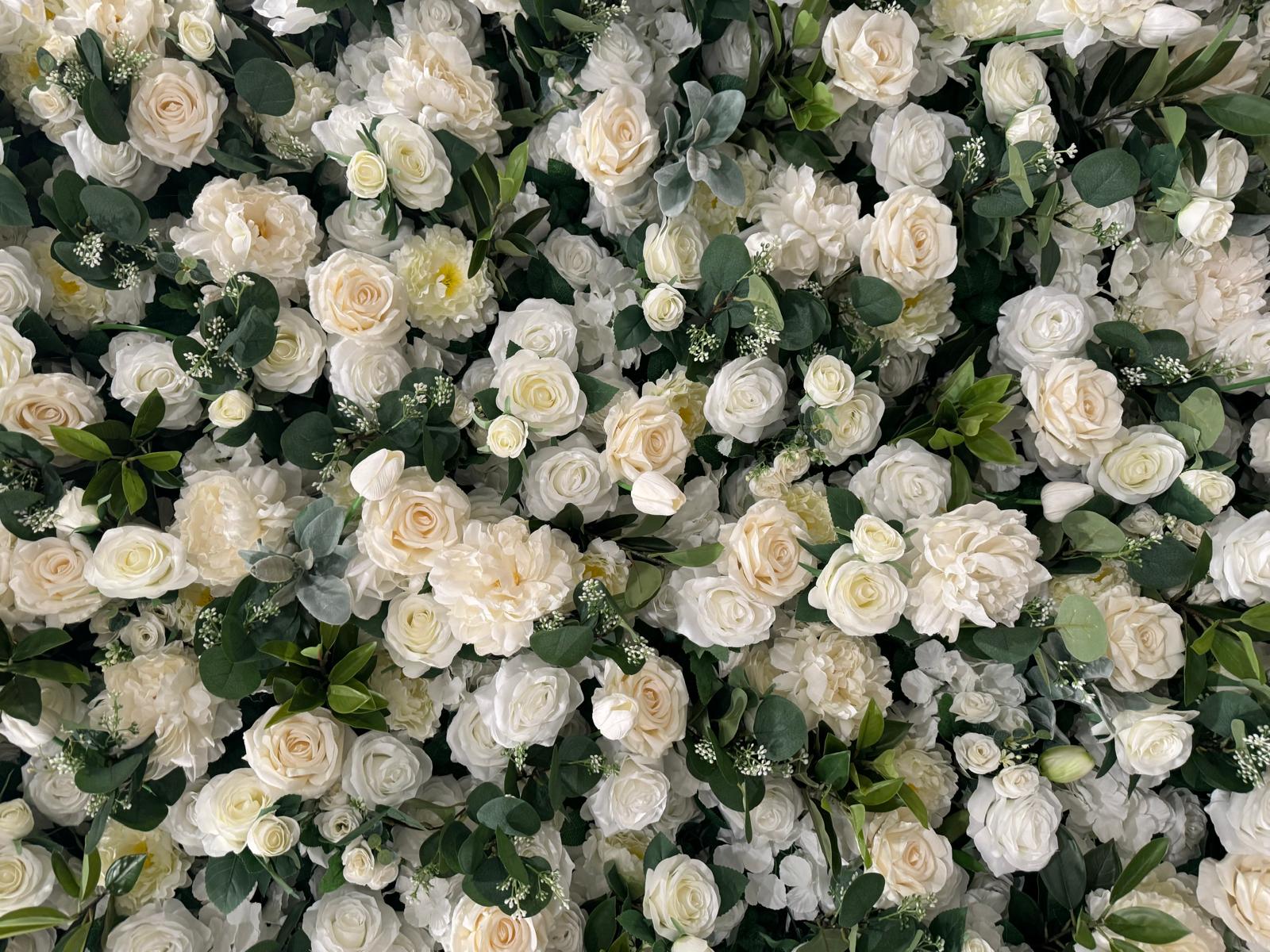 Flower wall backdrop at a venue